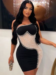 Temel Sıradan Elbiseler Seksi Bir Omuz Parti Kısa Balo Meyh Bodycon Mini Elbise Kilelsiz Gece Kulübü Düğün Akşam Elbiseleri 230905