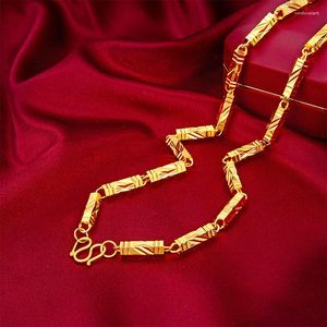 Zincirler Erkekler Hiphop 24K Gold 6mm/7mm/8mm 24 inç altıgen Bambu Kolye Zinciri Takı Hediyesi