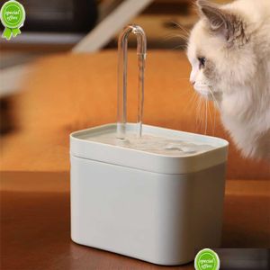 Cat Bowls Feeders 1.5L Matic Pet Drinking Dispenser Cat Water Fountain Filter Usb Electric Mute Drink Bowl Drinker For Cats Drop Del Dhyi4