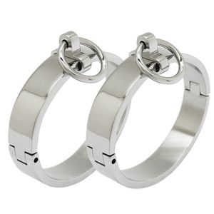 Браслет из полированной нержавеющей стали, запираемые манжеты на запястье и лодыжке, браслет для связывания, со съемным уплотнительным кольцом 230906