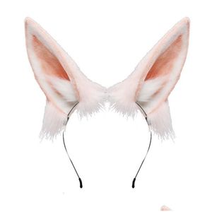 Head Bantlar Kürklü Peluş Katlanabilir Tavşan Kulaklar Kafa Gerçekçi Hayvan Tavşan Kulak Saç Kasnağı Kafası Lolita Kawaii Cosplay Aksesuarları Dr Dhghg
