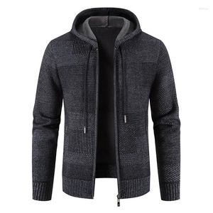 Men's Jackets Winter Cold Sweater Jacket Hooded Cardigan Knit Fashion Slim Fit Thick Warm Jumper Casual Zipper Hoodie Fleece Coat