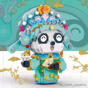 Blocchi Stile cinese Opera di Pechino Panda Building Blocks Immagine del fumetto Simpatico modello animale Micro blocchi Giocattoli per ragazze Ragazzi Regali per bambini R230907
