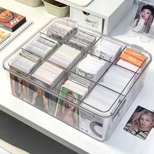 Business Card Files Korean Acrylic transparent Storage Box Blind box Kpop Pocard Po Organizer Compartment flip 230907