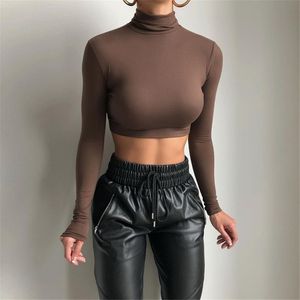 НОВАЯ дизайнерская рубашка с длинным рукавом, женская осенняя однотонная толстовка, сексуальная водолазка, укороченный топ, уличная одежда, повседневный пуловер, верхняя часть, оптовая продажа одежды 10117