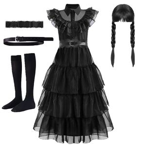 Özel Durumlar Kızlar Siyah Çarşamba Addams Kostüm Genç Doğum Günü Partisi Cosplay Cadılar Bayramı Merlina Karnavalı Çocuk Prenses Elbiseler Kıyafetleri