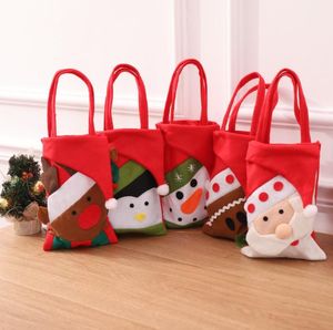 Рождественские сумки-тоут с конфетами Подарочные пакеты Санта-Клауса Детские подарки Рождественские елочные украшения Сумки Сумки для хранения подарков с героями мультфильмов Санта-Клауса SN6255