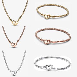 2023 New Gold Bracelet Heart Buckle Necklace for Women Fashion Luxury Party Gift DIY fit Pandoras Bracelets High Quality Necklaces with Box