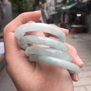 Bileklik 40mm Doğal Myanmar Bruma Beyaz Yeşim Jadeite Bangles El Çocuk Çocuk Bebek Taş Bilezik Takı