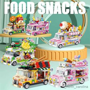 Блоки, магазин закусок, торт, гамбургер, еда, строительные блоки, набор, автомобиль, автобус, кемпер, игрушки для детей R230907