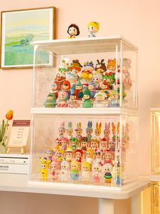 Caixas de armazenamento Caixas de grande capacidade Caixa misteriosa Showcase Figuras colecionáveis Display Stand Caso Dustproof Jasmine Bubble Matt Doll Toy Organizador 230907