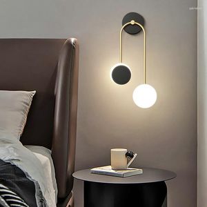 Lâmpada de parede de cabeça dupla quarto cabeceira nórdico pós-moderno minimalista sala de estar corredor fundo