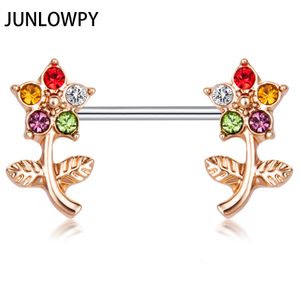 Labret Dudak Piercing Takı Junlowpy Paslanmaz Çelik 14 Gauge Niple Halka Çubuk Çift CZ Kristal Kavisli Çiçek Vücut Kulağı Barbow 20pcs 230906