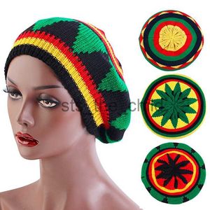 Beanie/Kafatası Kapakları Beret Örme Kapak Erkek Kadınlar Jamaikalı Rasta Örgü Beanie Hat 2023 Kış Yeni Çok Renkli Yapraklar Hip Hop Moda Hairover X0907