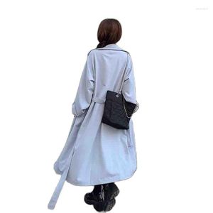 Женские тренчи, модная верхняя одежда, двубортная драпировка, осень 2023, тонкое пальто на пуговицах с длинными рукавами и v-образным вырезом