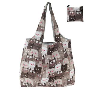 Сумки для хранения Складная сумка для покупок Многоразовые дорожные сумки для продуктов Экологически чистые мультяшные домашние животные Кошка Собака Кактус Лимонная сумка с принтом Дизайнерская сумка