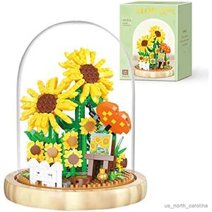 Blocks Flowers Bouquet Building Blocks Set Sunflower Collection Valentine's Birthday Gift for R230907