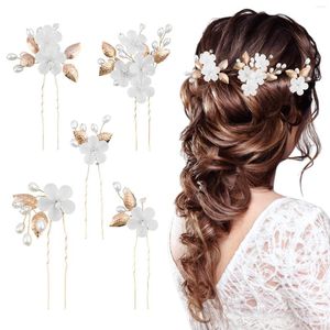 Saç klipleri 5pcs/set u şekilli kadın kızlar mücevher moda hafif çiçek inci başlıkları zarif düğün pimi gelin nedime