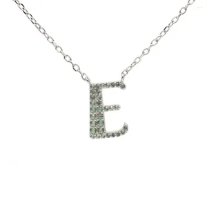 Ketten S925 Sterling E Buchstabe Silberkette Halskette natürliche Farbe Sapphire Edelsteine zum Geburtstag der Party Hochzeit Geburtstag