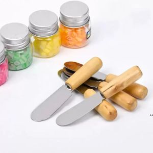 10cm Paslanmaz Çelik Spatula Tereyağı Krem Sıyırıcı Ahşap saplı peynir bıçağı mutfak alet pişirme Gadget Noel Hediyesi Deniz 908