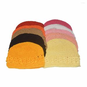 Berets crianças kufi bonés chapéus de algodão malha crânios gorros para menina meninos bebê clássico crochê artesanal outono manter acessórios quentes mz9109