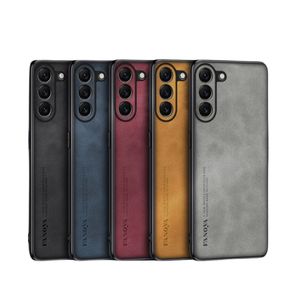Для Samsung Galaxy S22 S23 Пыленепроницаемый ультратонкий чехол для телефона S21 S20 S10 Note 20, простая веганская задняя крышка из искусственной кожи в стиле ретро, более удобная