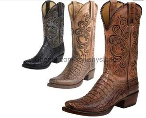 Сапоги, 3 цвета, модные мужские и женские ковбойские сапоги с вышивкой в стиле ретро, ботинки из искусственной кожи в стиле вестерн с квадратным носком, большие размеры 34-48 011923H
