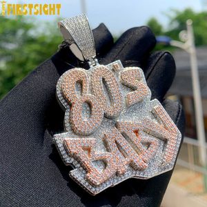 Takılar Buzlu Bling CZ Mektupları 80'in Bebek Kolye Kolye İki Ton Renk Zirkon Alfabe Erkekler Kadınlar Hip Hop Takı 230908