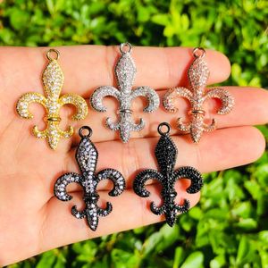 Takılar 5pcs Fleur de lis Iris Çiçek Çiçek Kadınlar Bilezik Kız Kolye Yapmak Zirkonya Pave Kolye El Yapımı Takı Aksesuar 230907