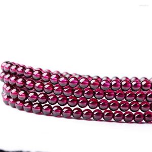 Strand Orijinal Doğal Mor Kırmızı Garnet Kristal Yuvarlak Boncuklar Kadın Bilezik 3.7mm