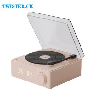 Portable Sers 2023 Retro Wireless Bluetooth Ser Alarm Clock Small Record Player Highquality Audio Home Smart Stereo Surround 230908
