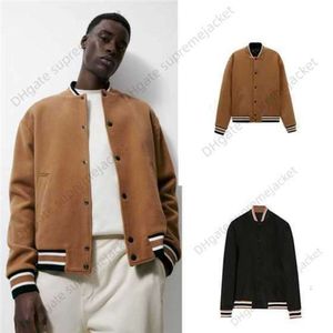 Мужская домашняя куртка. Дизайнерское брендовое пальто нового цвета, контрастная шерстяная куртка-бомбер, модная бейсбольная форма.