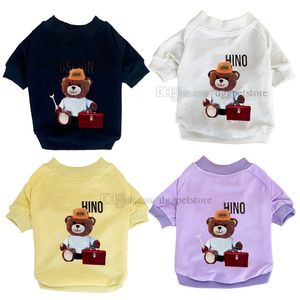 Designer roupas para cães marca vestuário para cães camiseta para cães com padrão de urso pequeno cães gatos colete de algodão primavera verão pet hoodies camiseta para cães pequenos e médios grandes 835