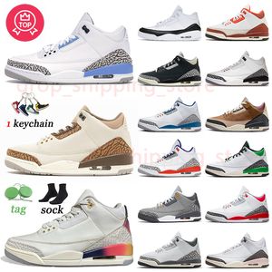 Mens 3s UNC Jumpman 3 Basketbol Ayakkabıları Palomino J Balvin Fragment Kapalı Noir Korku Beyaz Çimento Yeniden Sakı N Sneak Fire Kırmızı Açık Sabahlar Erkek Kadın Ayakkabı Boyutu 36-47