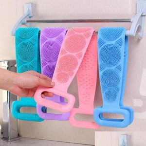 Bath Tools Accessories 1Pc Sile Body Scrubber Shower Brush Exfoliating Belt Back Scrub Cleaner Cleaning Strap Bathroom Drop Delive Dhoqk