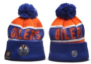 2023 Hokey Oilers Beanie Kuzey Amerika Takımı Yan Yama Kış Yün Spor Şapkası Kafatası Kapakları Beanies A0