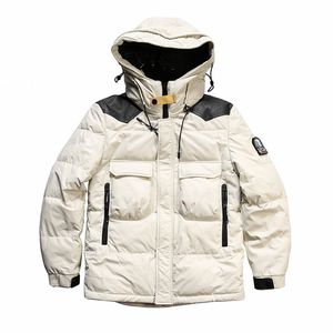 Parka da uomo in pelle di media lunghezza con cappuccio Piumino interno staccabile in pelle di mucca PHS