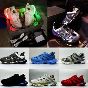 Lüks LED Track 3.0 Spor Ayakkabı Tasarımcı Erkekler Eğitmenler Kadın Platform Ayakkabıları Gomma Deri Derecilik Sıradan Ayakkabı All Blacks Beyaz Naylon 36-45 NO472