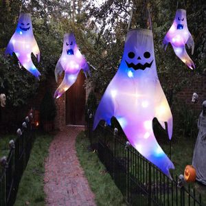 Large LED Halloween Outdoor Light Hanging Ghost Halloween Party Dress Up Glowing Spooky Lamp Horror Props Home Bar Decoration D2.0