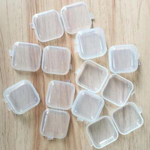 Kare Boş Mini Şeffaf Plastik Depolama Kapları Kutu Kılıfı Kapaklar Küçük Kutu Takı Kulaklıkları Saklama Kutusu