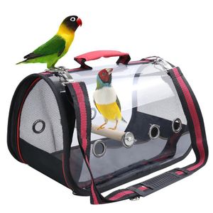 Bird Cages Portable Clear Parrot Transport Cage Breathable Travel Bag Small Pet Rabbit Guinea Pig Outdoor 230909