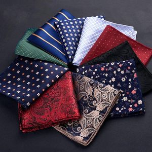 Luxury Men Handkerchief Polka Dot Striped Floral Printed Hankies Polyester Hanky Business Pocket Square Chest Towel 23 23CM245o