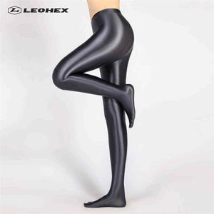 Leohex spandex parlak opak külotlu çorap parlak yüksek bel taytlar seksi çoraplar yoga pantolonlar eğitim kadın spor tozluk fitness h2199a