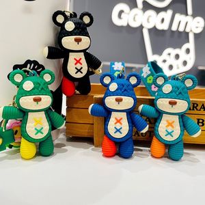 Desenhos animados pequeno urso legal chaveiro masculino e feminino requintado bonito urso carro chaveiro pingente saco criativo pingente