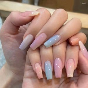 Накладные ногти 24 шт./1 коробка Art Fake Press On Practice Hand for Material Formas Nails Products Аксессуары Розовый дизайн