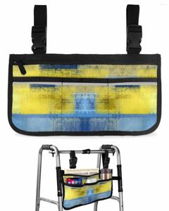 Sacs de rangement Peinture à l'huile abstraite Géométrique Jaune Sac pour fauteuil roulant Accoudoir latéral Scooter électrique Pochette pour cadre de marche