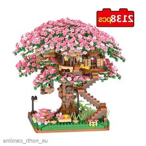 Bloklar Sakura Tree House Build Block City Street Kiraz Çiçeği Model Yapı Blokları Diy oyuncakları Çocuk Oyuncak Hediye R230911