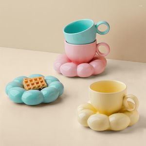Кружки керамическая кофейная кружка с подсолнухом креативный милый набор чашек и блюдцев для офиса, дома, завтрака, питья чая латте