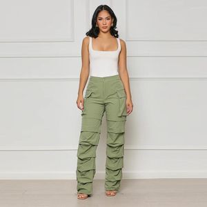 Calças femininas cinessd 2023 outono design de moda em linha reta cintura elástica meados de bolso tornozelo banded macacão calças