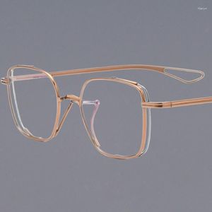 Оправа для солнцезащитных очков Титановые квадратные очки Легкие роскошные мужские необычные уникальные эстетические очки Двухслойные женские оправы для очков с полой ножкой